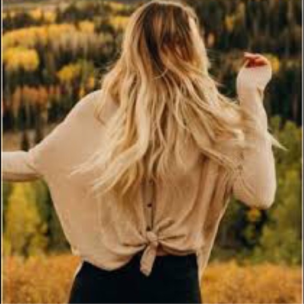 Urban Outfitters Out From Under JoJo Waffle Weave Thermal Top Beige XS